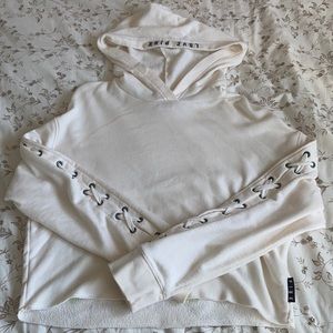 PINK White Cropped Hoodie